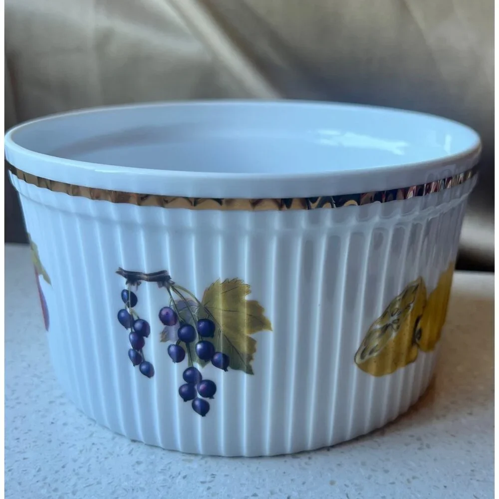 Royal Worcester Souffle Dish Fruit Motif - 6.75